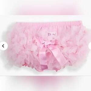 Ruffle Butts Pink Frilly Tulle Diaper Cover Baby Girl Pink Satin Bow 6-12 Months